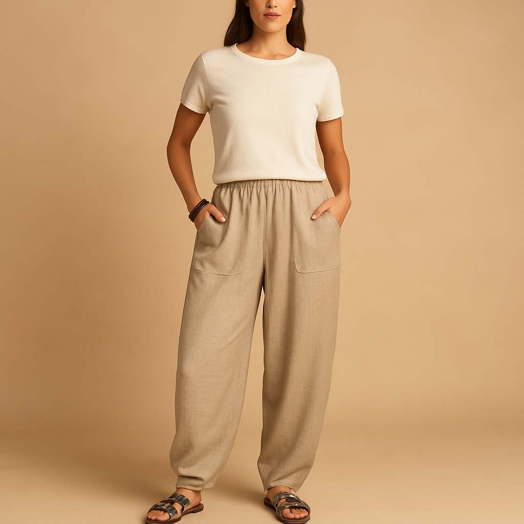Letnie spodnie z wysokim stanem w stylu boho dla kobiet
