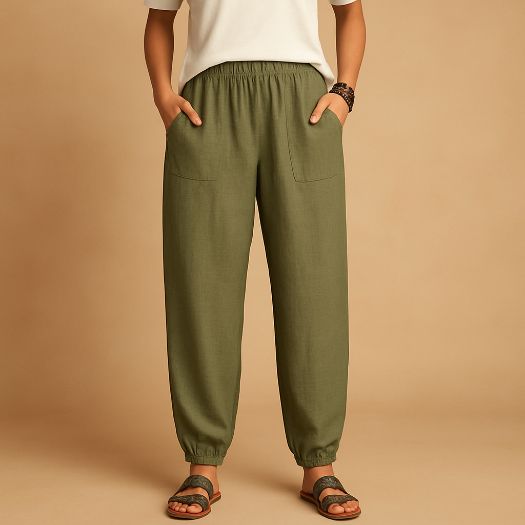 Letnie spodnie z wysokim stanem w stylu boho dla kobiet