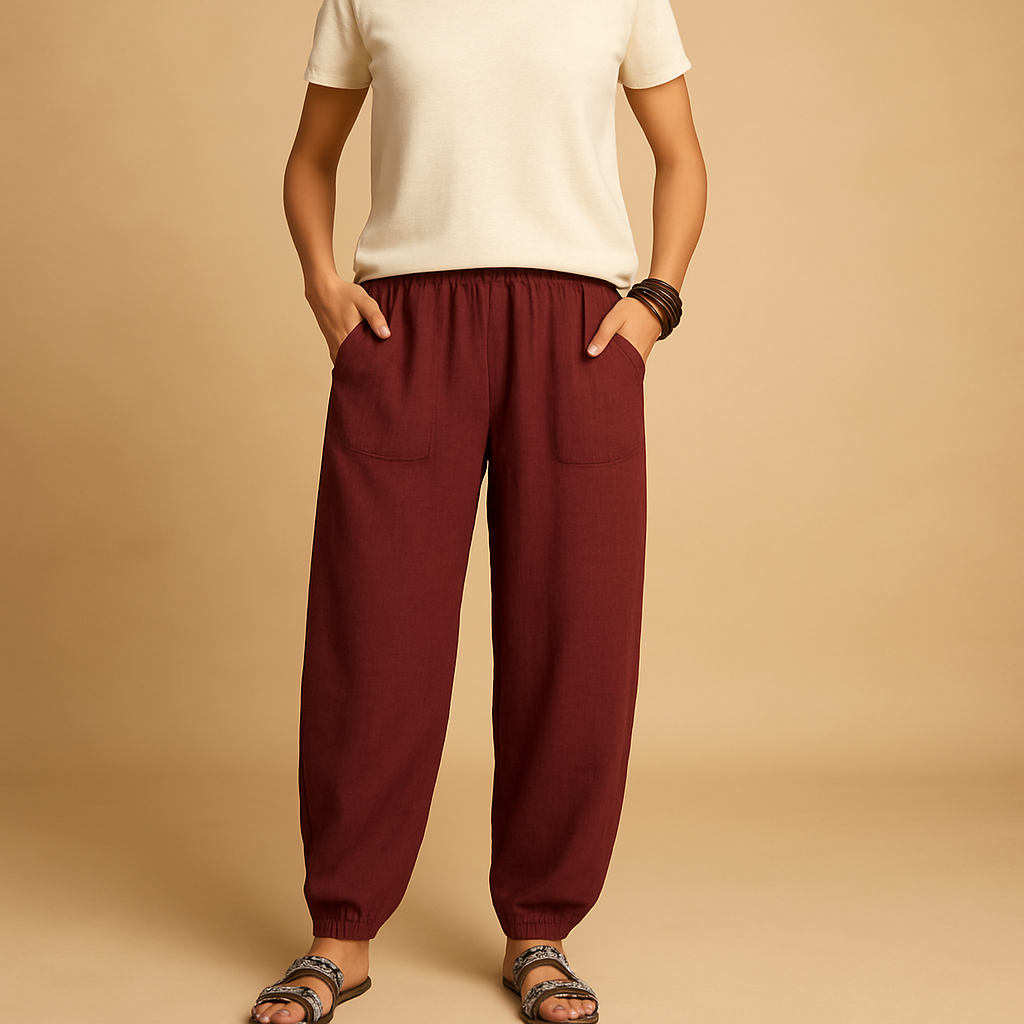 Letnie spodnie z wysokim stanem w stylu boho dla kobiet