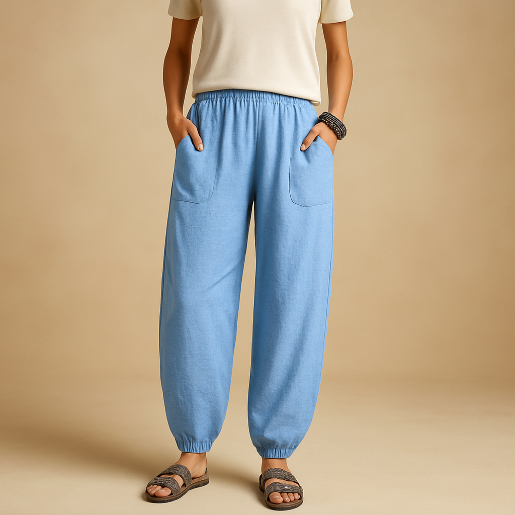 Letnie spodnie z wysokim stanem w stylu boho dla kobiet