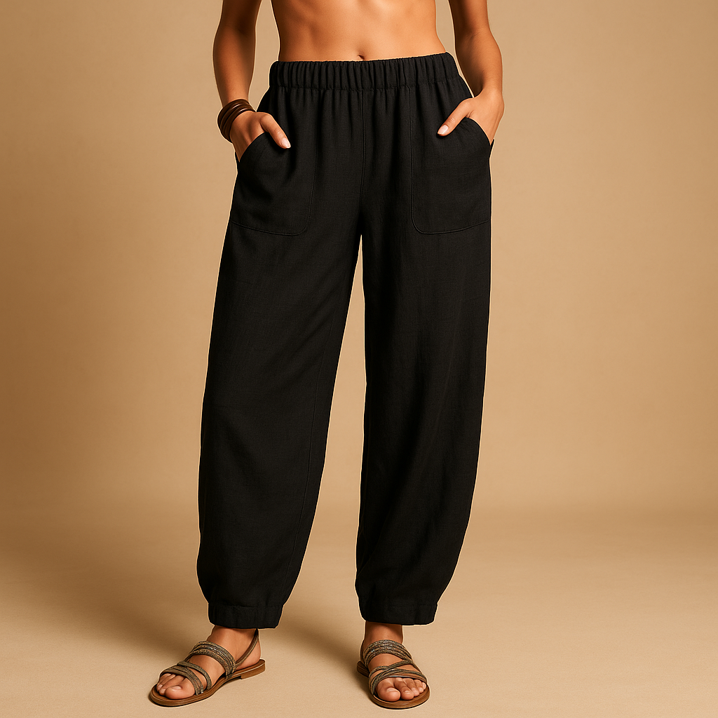 Letnie spodnie z wysokim stanem w stylu boho dla kobiet