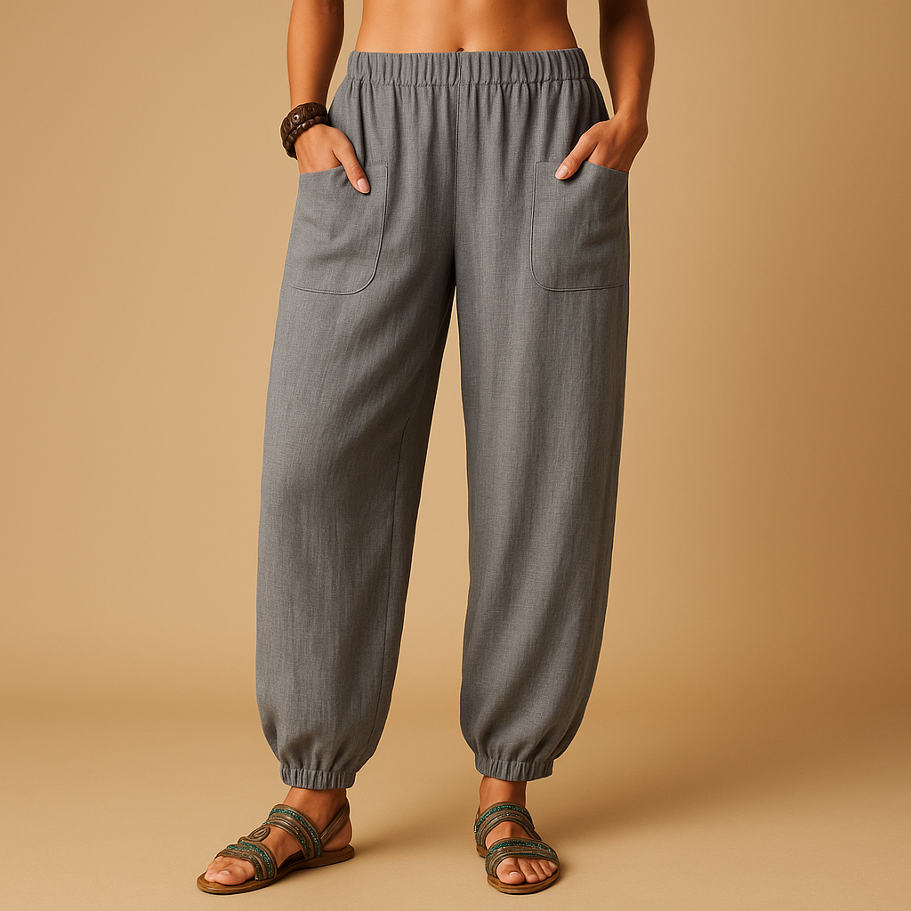 Letnie spodnie z wysokim stanem w stylu boho dla kobiet