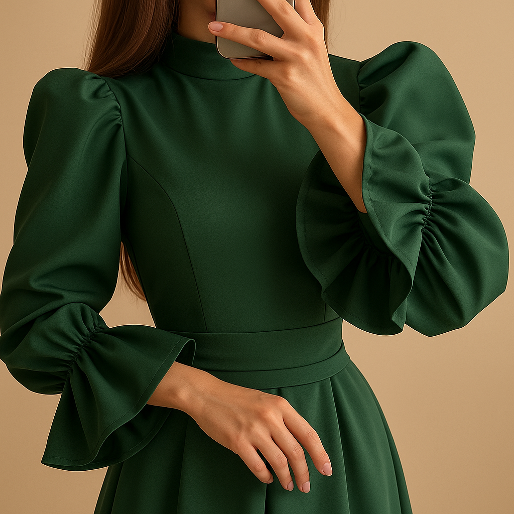 Długa sukienka z paskiem w talii o eleganckim kroju dla kobiet