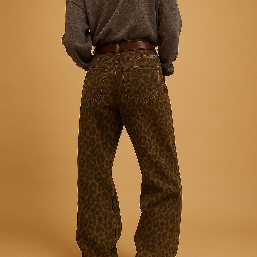 Dżinsy damskie slim fit w panterkę