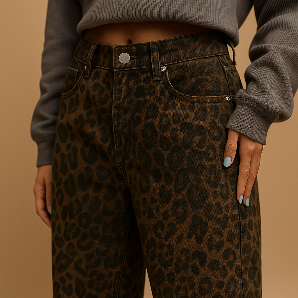 Dżinsy damskie slim fit w panterkę