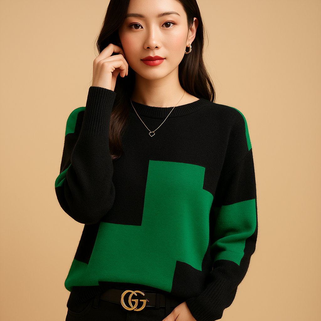 Luźny sweter damski o eleganckim kroju i minimalistycznym designie