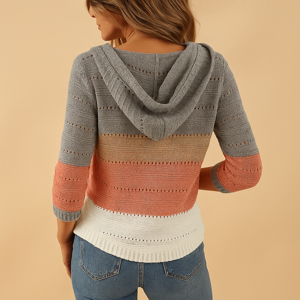 Luźny damski sweter V-neck z oddychającej dzianiny