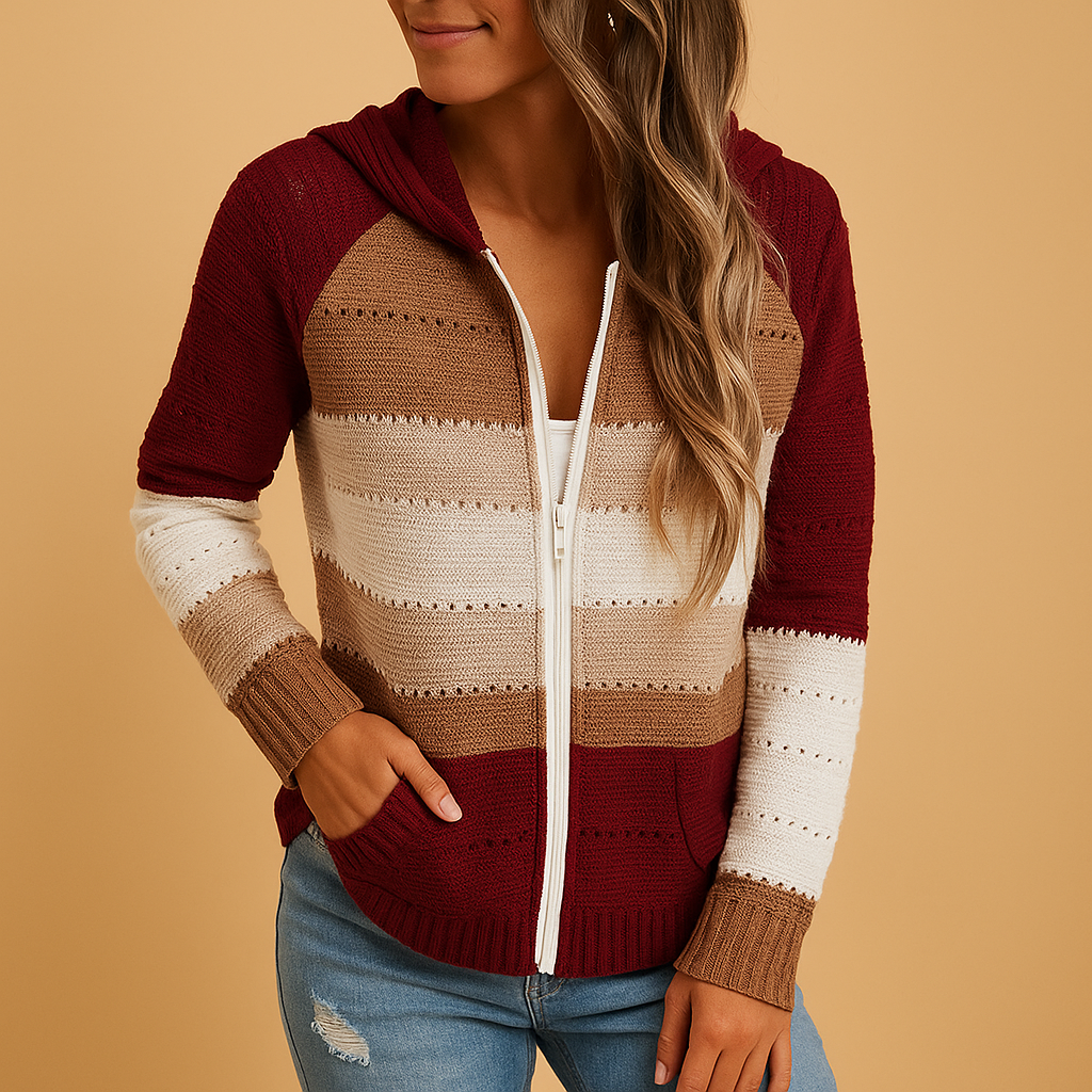 Luźny damski sweter V-neck z oddychającej dzianiny