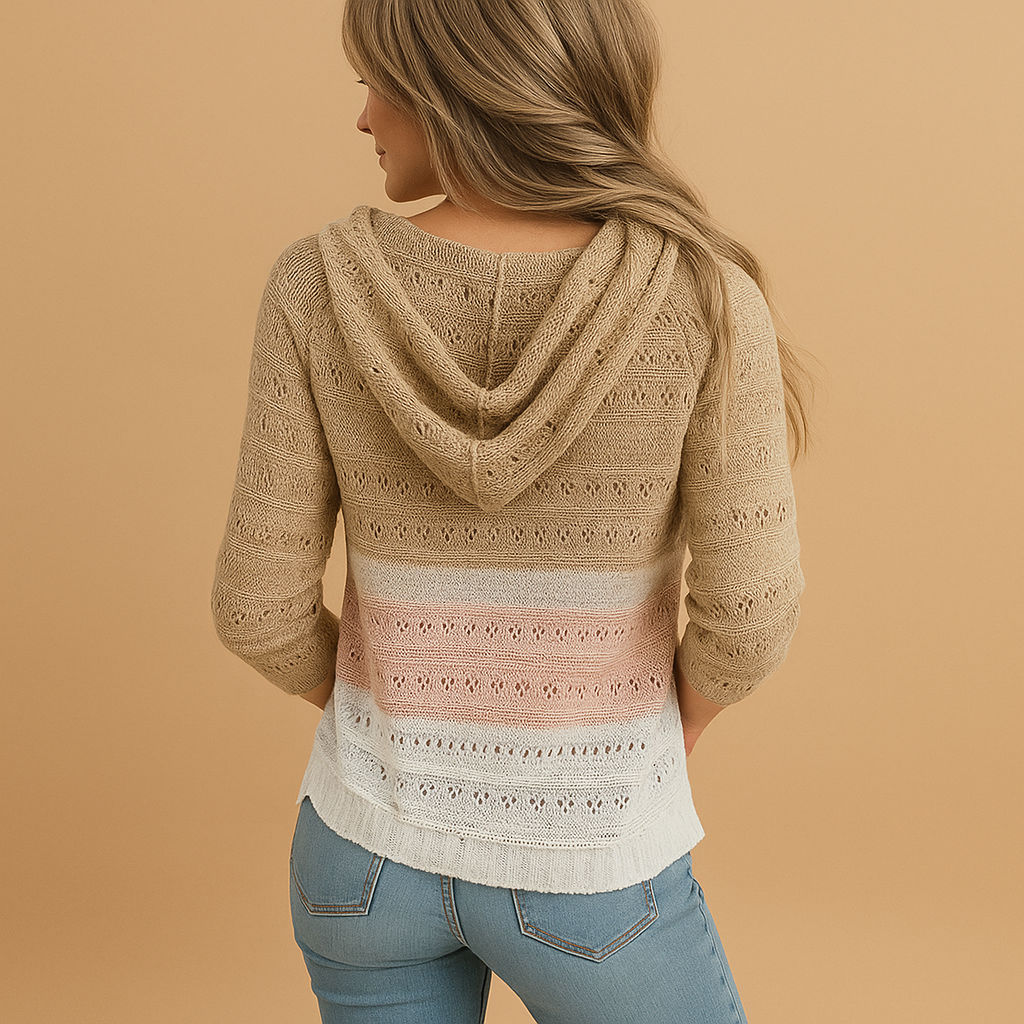 Luźny damski sweter V-neck z oddychającej dzianiny