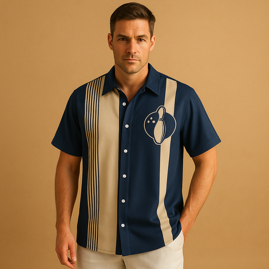 Męska koszulka polo w stylu retro z nadrukiem kręgli