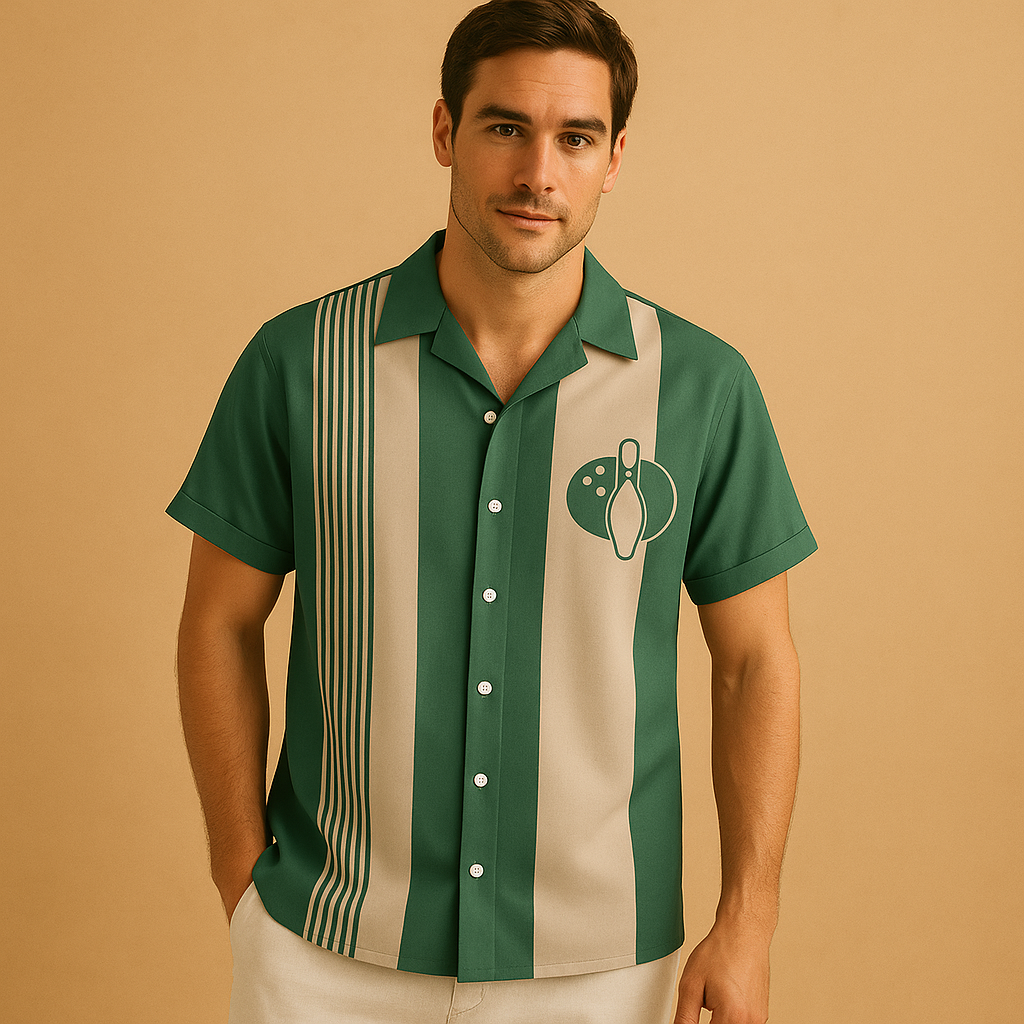 Męska koszulka polo w stylu retro z nadrukiem kręgli