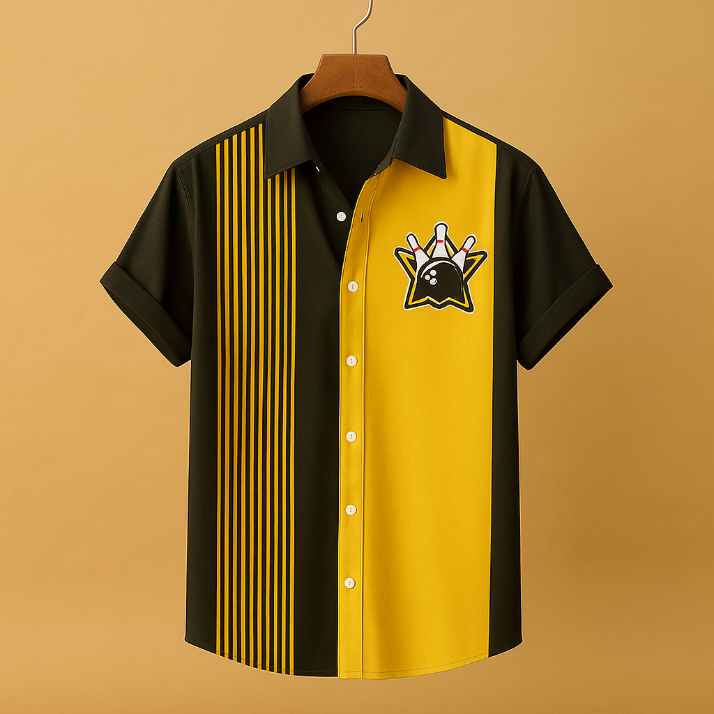 Męska koszulka polo w stylu retro z nadrukiem kręgli