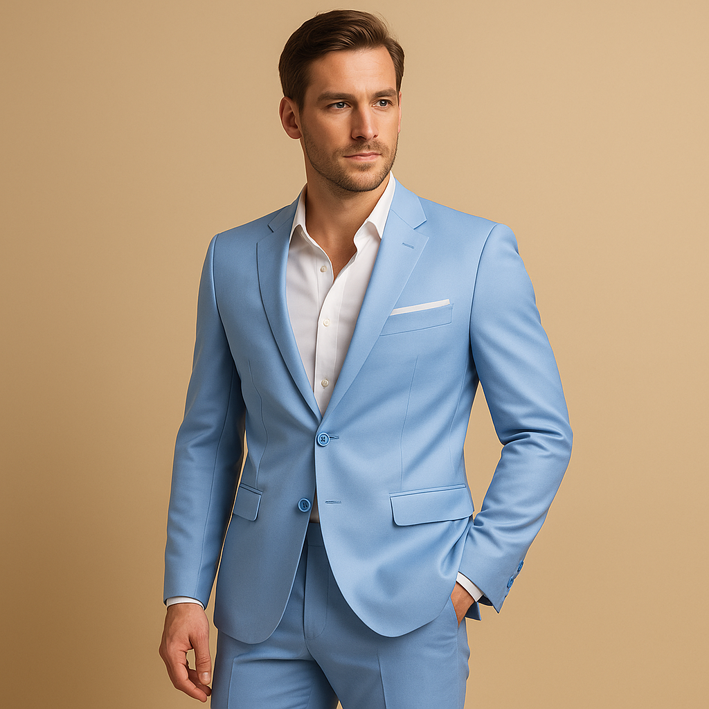 Męski garnitur slim fit z marynarką i spodniami