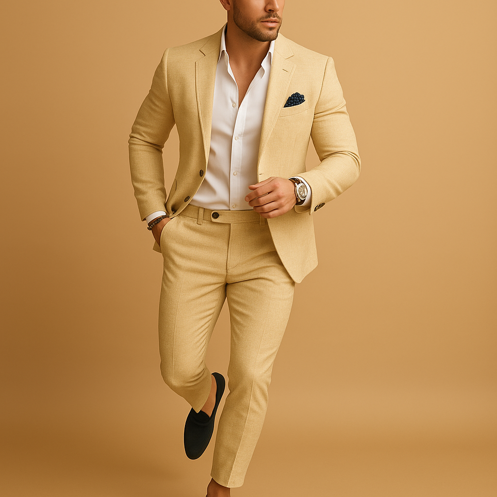 Garnitur męski slim fit z marynarką i spodniami na formalne okazje