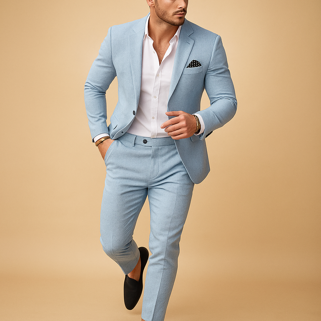 Garnitur męski slim fit z marynarką i spodniami na formalne okazje