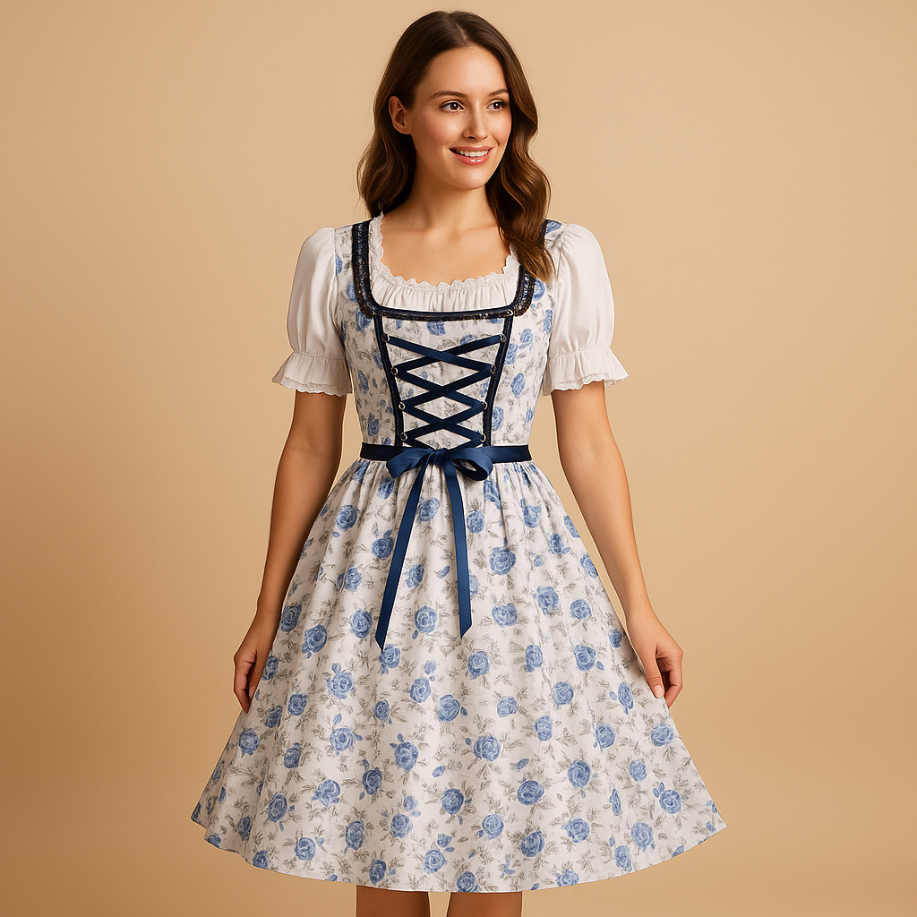 Tradycyjna sukienka na Oktoberfest z koronkowymi detalami dla kobiet