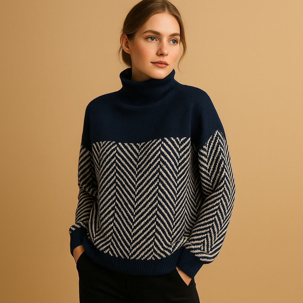 Sweter damski z miękkiej dzianiny w jodełkę