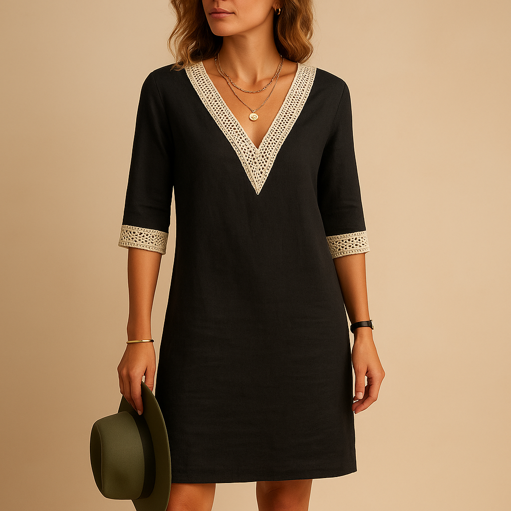 Damska letnia sukienka V-neck z koronkowymi detalami