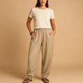 Letnie spodnie z wysokim stanem w stylu boho dla kobiet
