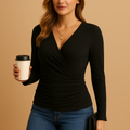 Damska koszulka z długim rękawem V-neck