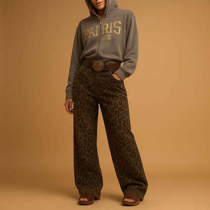 Dżinsy damskie slim fit w panterkę
