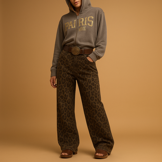 Dżinsy damskie slim fit w panterkę