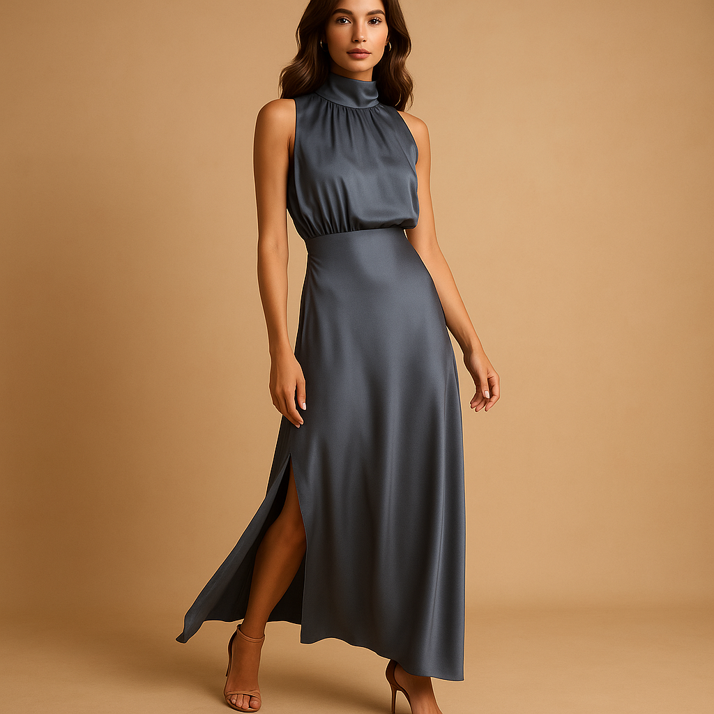 Sukienka maxi z wysokim rozcięciem i eleganckim krojem dla kobiet