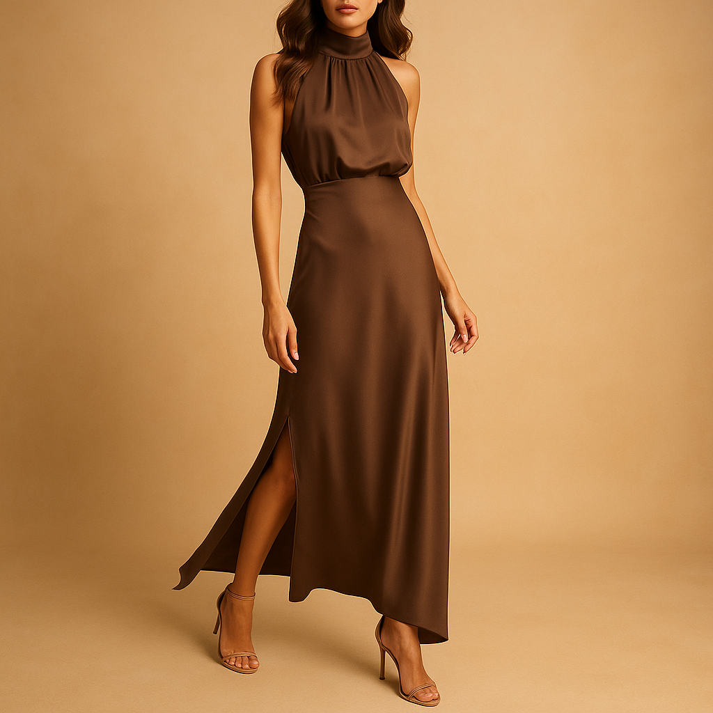 Sukienka maxi z wysokim rozcięciem i eleganckim krojem dla kobiet