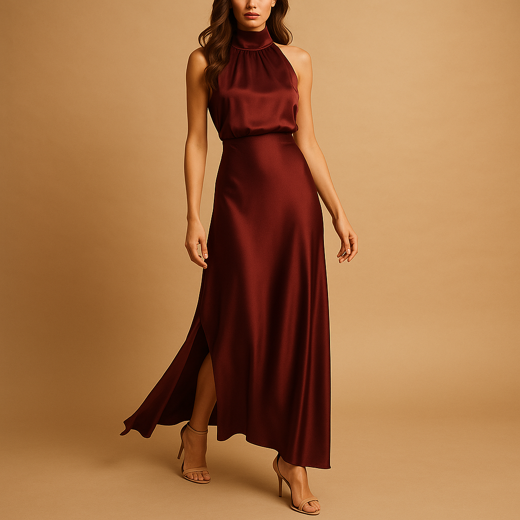 Sukienka maxi z wysokim rozcięciem i eleganckim krojem dla kobiet