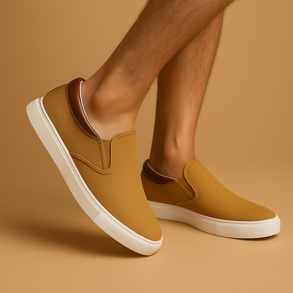 Nowoczesne buty wsuwane z oddychającego materiału tekstylnego dla mężczyzn
