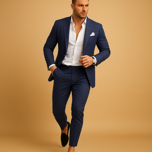 Garnitur męski slim fit z marynarką i spodniami na formalne okazje