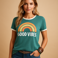T-shirt z nadrukiem "Good Vibes" dla kobiet