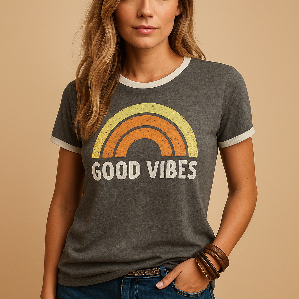 T-shirt z nadrukiem "Good Vibes" dla kobiet