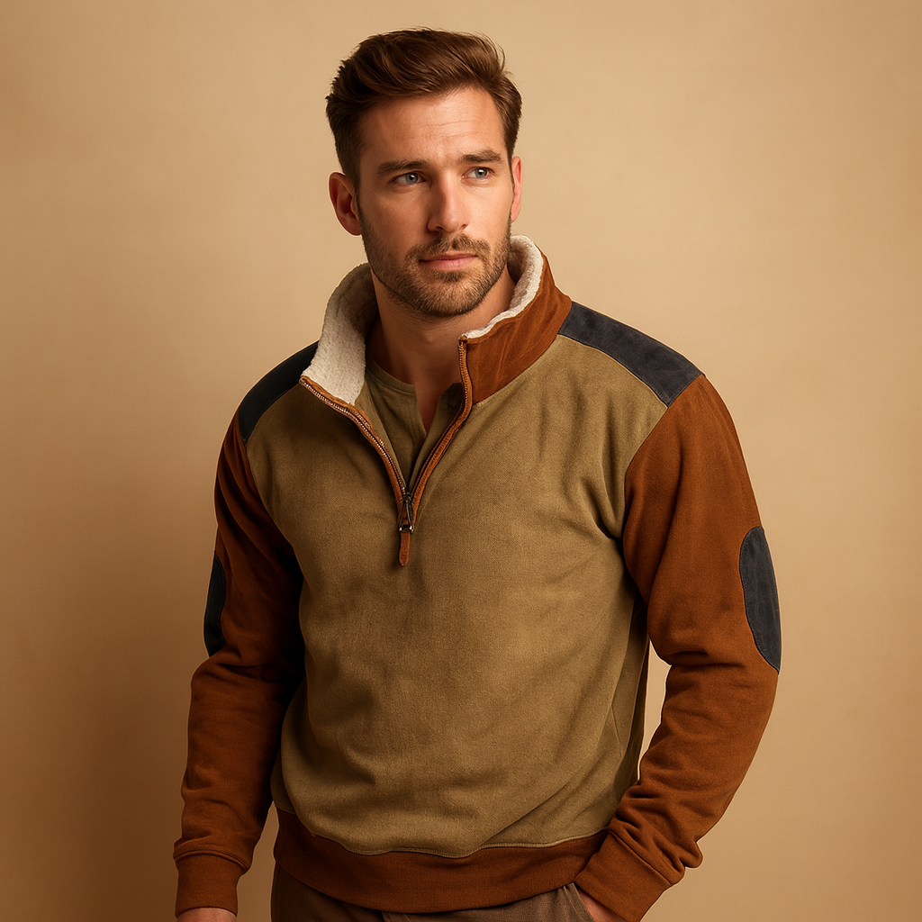 Sweter męski z zamkiem błyskawicznym w stylu vintage