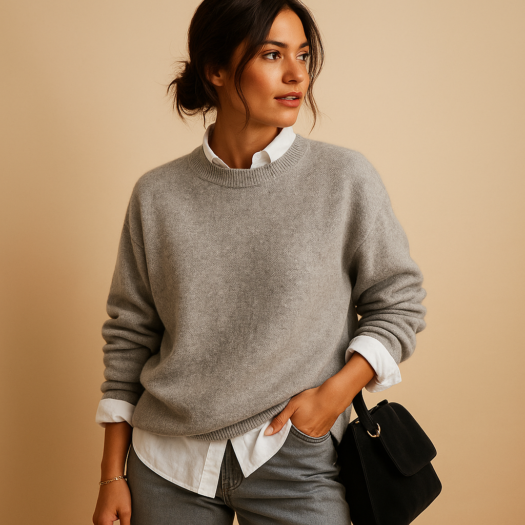 Wełniany sweter damski o eleganckim kroju i minimalistycznym wykończeniu