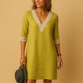 Damska letnia sukienka V-neck z koronkowymi detalami