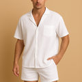 Letni zestaw męski z koszulką V-neck i wygodnymi szortami dla mężczyzn